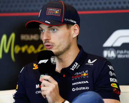 Max Verstappen during a F1 pre-race press conference in Monaco