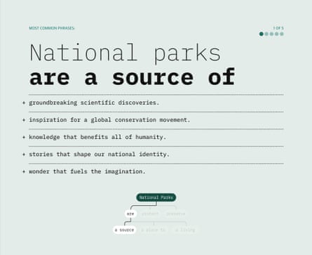 Slide 02 of most common phrases of QR codes responses at national parks. Guardian Design
