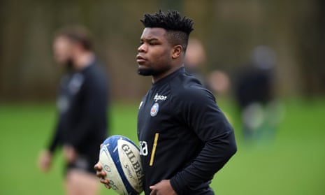 Levi Davis looks on at a rugby training session at Bath, where he was a player, in January 2020.
