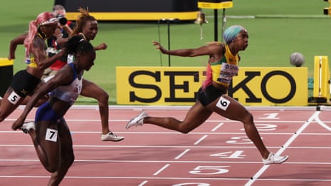 'I'm 32, I'm a mum and here I am breaking barriers,' says Fraser-Pryce after 100m win – video