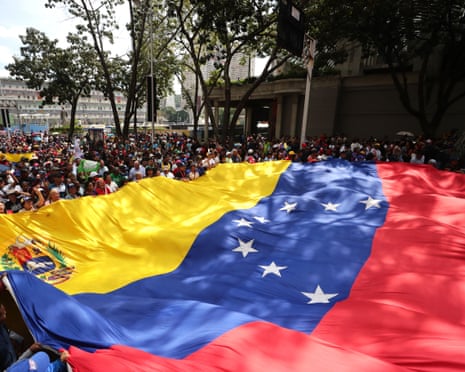 Chavismo supporters march in support of the start of the National Assembly in Caracas on Monday