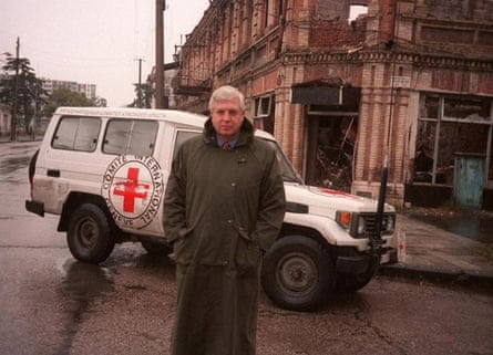 John Simpson in Chechnya in 1998.