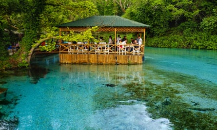 Clear vision: the Pavillion Café at the Blue Eye rock pool.