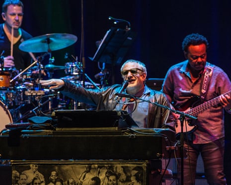 MischievouslMischievously amused … Donald Fagen, centre, at BluesFest.y amused … Donald Fagen on keyboard at BluesFest.