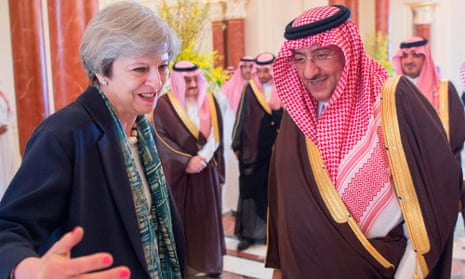 Theresa May in Saudi Arabia in April.