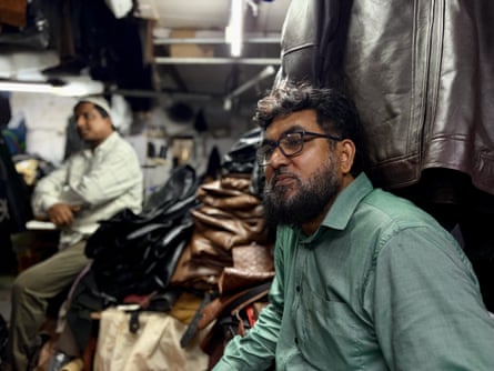 Mohammad Kurshid Shaikh in his leather workshop