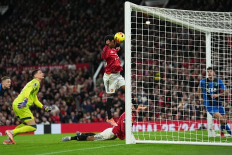 Manchester United's Amad Diallo scores.
