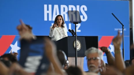 'I’m speaking': Kamala Harris hits back at Gaza protesters during Detroit campaign rally – video