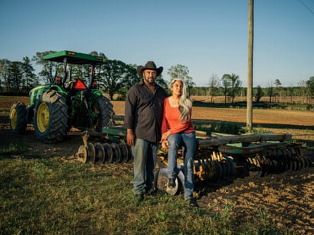 John Boyd Jr, and his wife, Kara, at their 210-acre farm in Baskerville, Virginia.