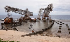 Phosphate transport cantilevers on a Nauru beach