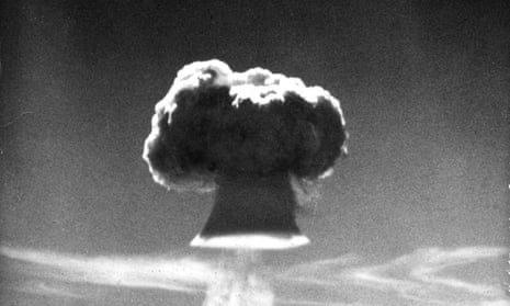 The mushroom cloud of a British H-bomb test at Christmas Island in the late 1950s.