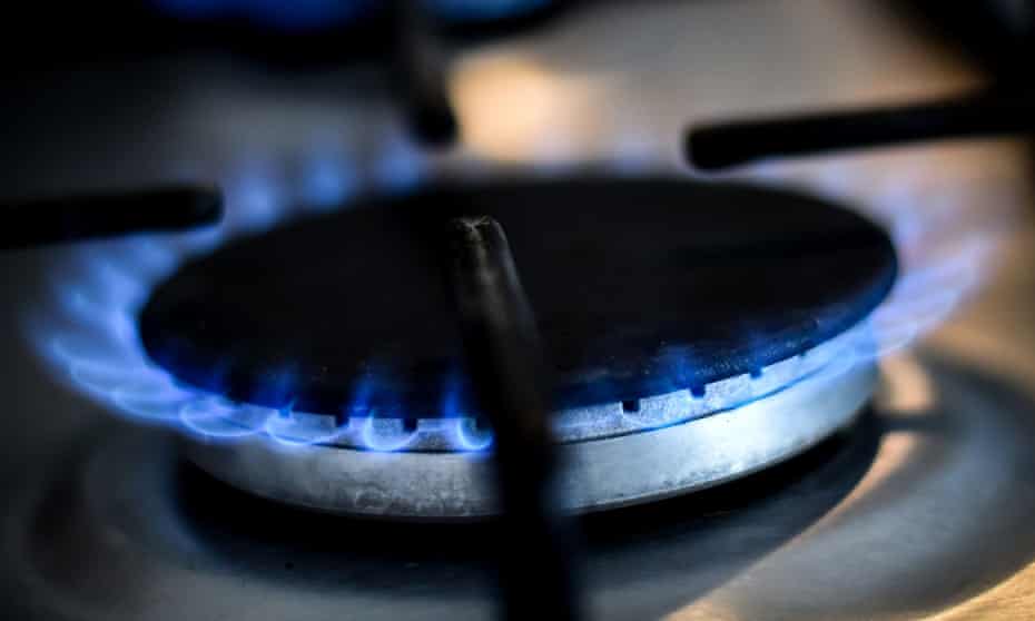 A gas ring on a home cooker