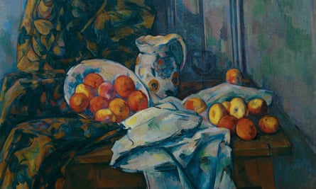 A labour of looking … Still Life with Faience Jug and Fruit, Paul Cézanne, c1900.