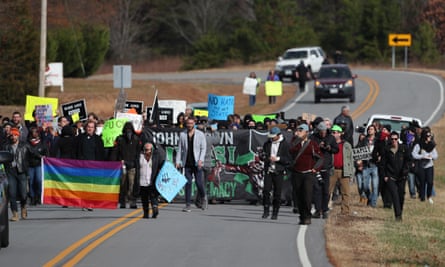 ‘There was no Klan and there were no spectators’ … anti-KKK protesters march outside Danville, Virginia.