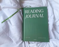 A photo of a green papier reading journal