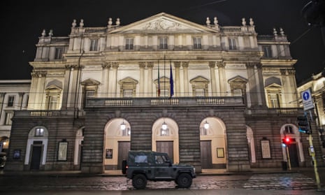 A military vehicle outside La Scala opera house in Milan, northern Italy.