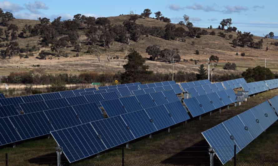 Solar panels on the outskirts of Canberra.