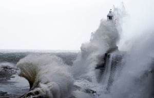 Tynemouth, EnglandA huge waves crash over the pier wall in Northumberland