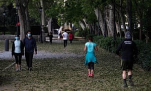 Madrid Residents Emerge To Exercise As Spain Eases Lockdown World News The Guardian