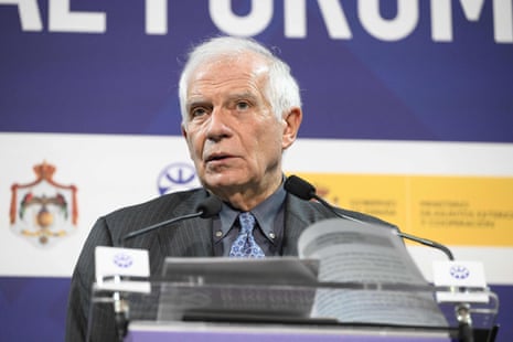 European Union high representative for foreign affairs Josep Borrell addresses a press conference in Barcelona.