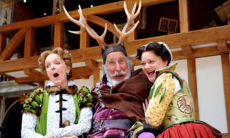 Christopher Benjamin as Falstaff in The Merry Wives of Windsor at Shakespeare’s Globe, London in 2008. Photograph: Tristram Kenton/The Guardian.