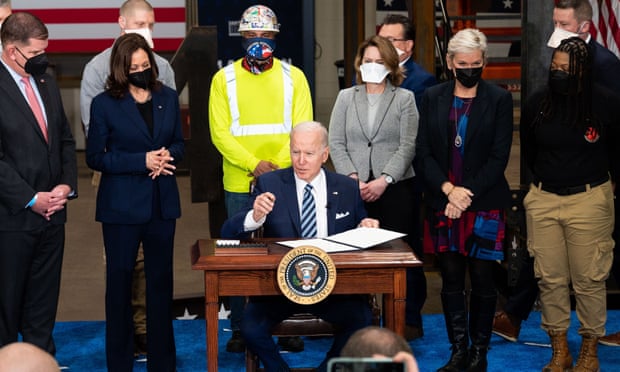 Joe Biden signs an executive order about project labor agreements last month, one of 85 orders he has signed so far.
