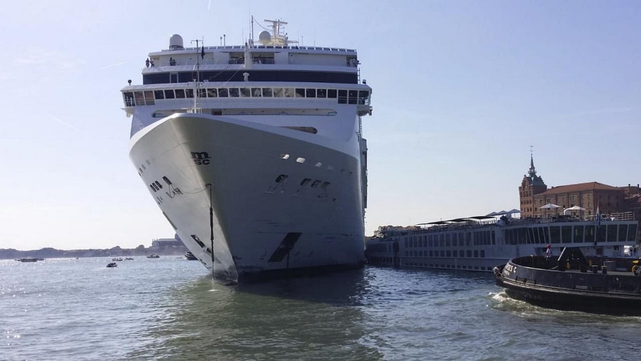 Moment Cruise Ship Crashes Into Venice Dock Video