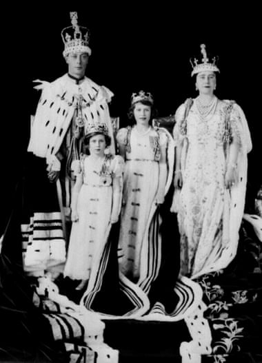 Princess Elizabeth, centre, at the coronation in 1937 of her father as King George VI, with her mother, Queen Elizabeth, and younger sister, Princess Margaret.