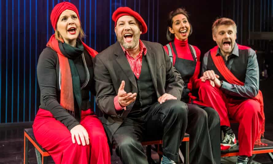 Adam Meggido, second from left, with Ruth Bratt, Lauren Shearing and Andrew Pugsley in Showstopper! The improvised musical at the Other Palace in London in 2019.