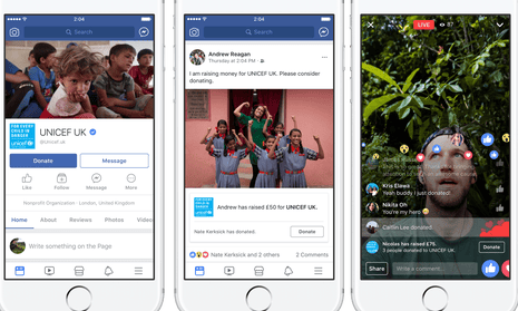 Unicef UK is trialling Facebook’s new direct donate button on its pages.
