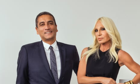 Former Burberry boss Jonathan Akeroyd with Donatella Versace.