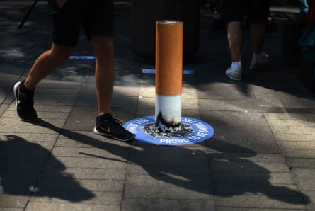 A bollard to raise awareness about no smoking laws in Sydney’s CBD. The council in North Sydney has now banned smoking in all public places.