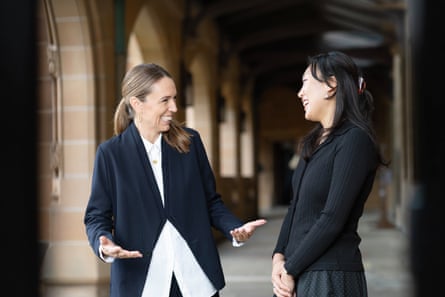 Jacinda Ardern and University of Sydney master of science-sustainability studies student Ting-Jen Kuo.