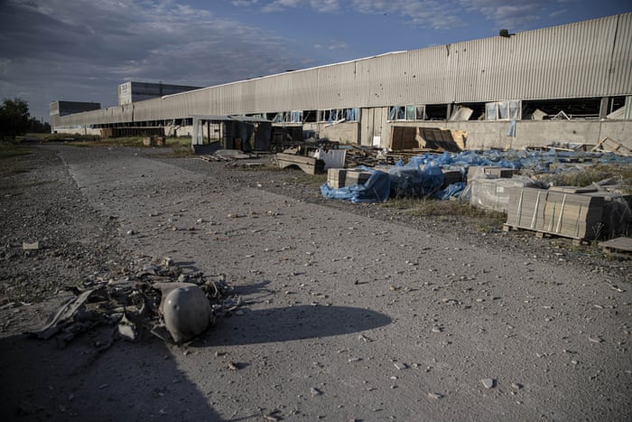 A view of missile fragments near an industrial site in Donetsk.