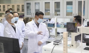 Chinese President Xi Jinping visits the Academy of Military Medical Sciences in Beijing.