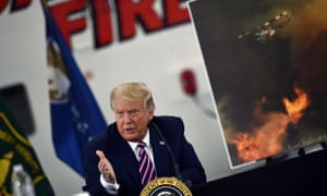 US president Donald Trump speaks during a briefing on wildfires.