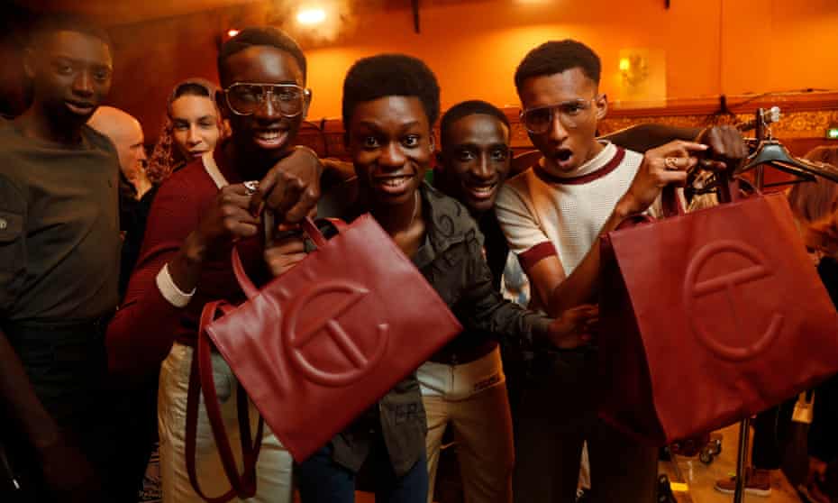 Models backstage with the Telfar bag at Paris fashion week in September.