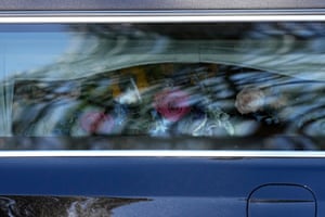The coffin of Carter in the hearse as member of the family take part in a wreath-laying event at the Rosalynn Carter Health & Human Services complex on the Georgia Southwestern State University school on 27 November
