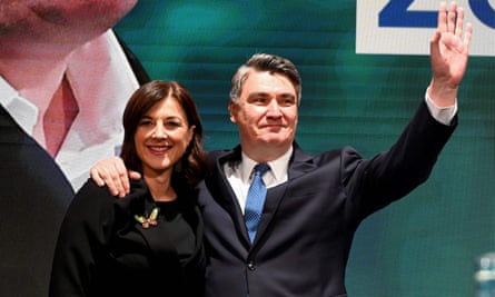The Social Democratic party’s Zoran Milanović with his wife Sanja Milanovic.