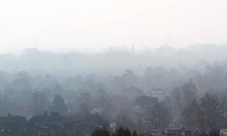 Smog lingers over Wimbledon in London in March 2014.