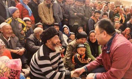 Adil Mijit greets fans after a performance in Xinjiang