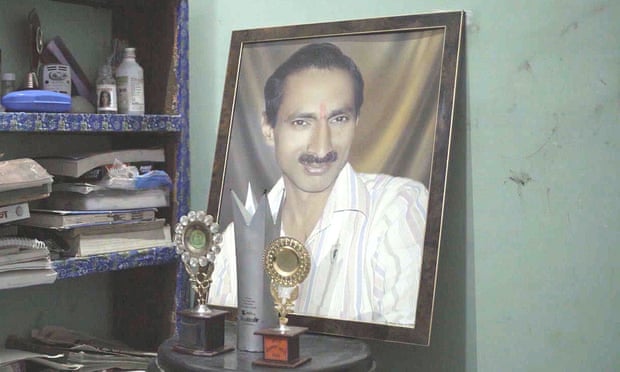 A portrait of Jagendra Singh at his family home.