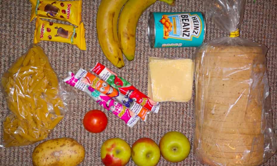 The free school meal pack that was shared by parents on Twitter in the UK this week.