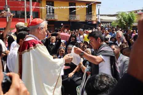 In this photo released by the Diocese of Chulucanas, Bishop Robert Prevost leads the celebration anniversary of the Diocese in Chulucanas, Peru in August last year.