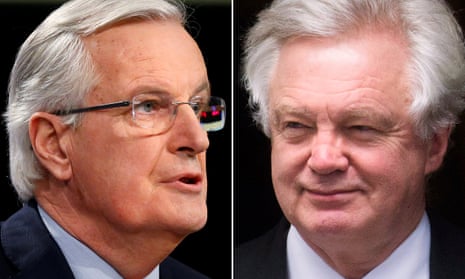 Michel Barnier, left, and David Davis