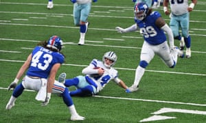 Ebner in action for the New York Giants against the Dallas Cowboys in January.