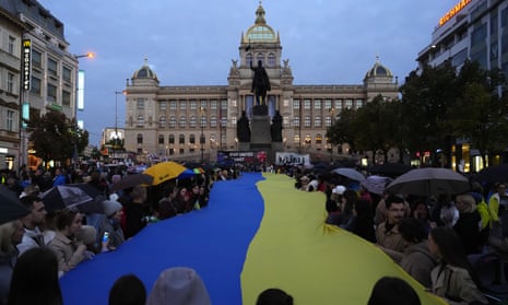 Protesters in Prague.