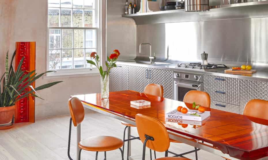 Frying tonight: the chippy-inspired kitchen and resin dining table.