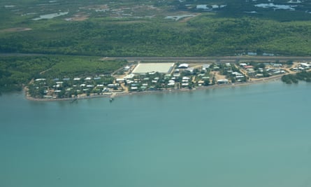 An aerial image of the village at Boigu