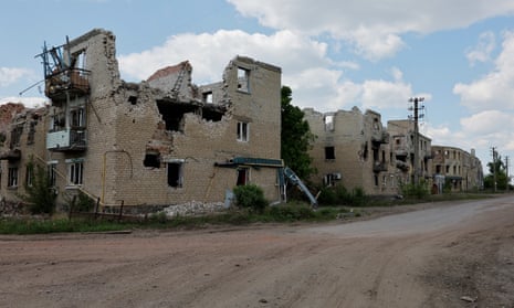 A view shows apartment blocks destroyed in the course of Russia-Ukraine conflict in the town of Popasna in the Luhansk region, Russian-controlled Ukraine, May 2, 2024.